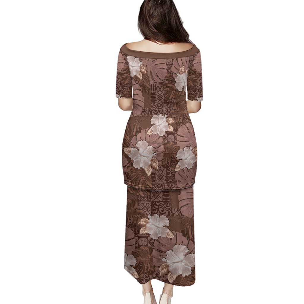 Hawaii Family Matching Puletasi and Hawaiian Shirt Brown Polynesian Monstera Patterns DT05 - Polynesian Pride