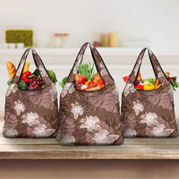 Hawaii Grocery Bag Brown Polynesian Monstera Patterns DT05 3-pack One Size Brown - Polynesian Pride