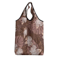 Hawaii Grocery Bag Brown Polynesian Monstera Patterns DT05 - Polynesian Pride