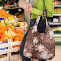 Hawaii Grocery Bag Brown Polynesian Monstera Patterns DT05 - Polynesian Pride