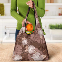 Hawaii Grocery Bag Brown Polynesian Monstera Patterns DT05 - Polynesian Pride