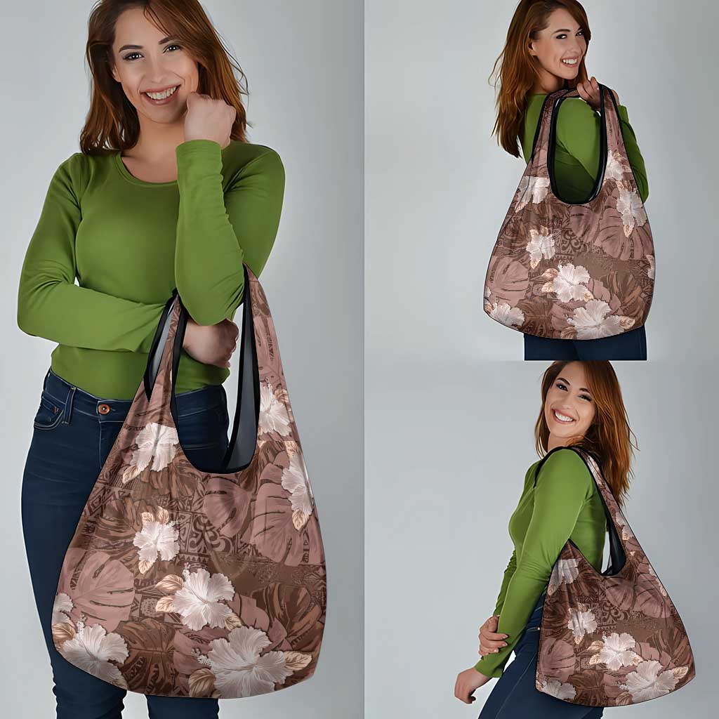 Hawaii Grocery Bag Brown Polynesian Monstera Patterns DT05 - Polynesian Pride