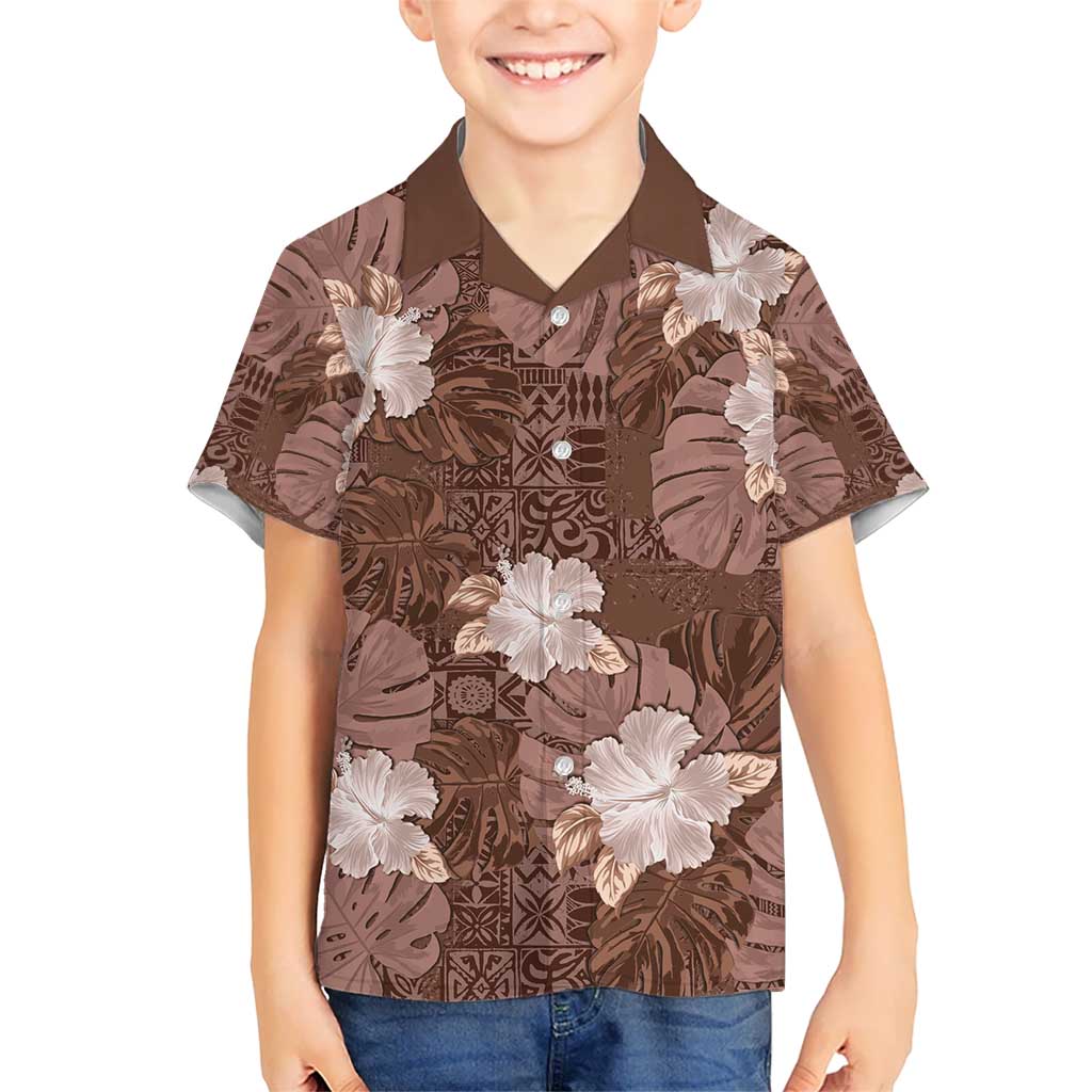 Hawaii Hawaiian Shirt Brown Polynesian Monstera Patterns - Polynesian Pride