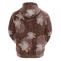Hawaii Hoodie Brown Polynesian Monstera Patterns - Polynesian Pride