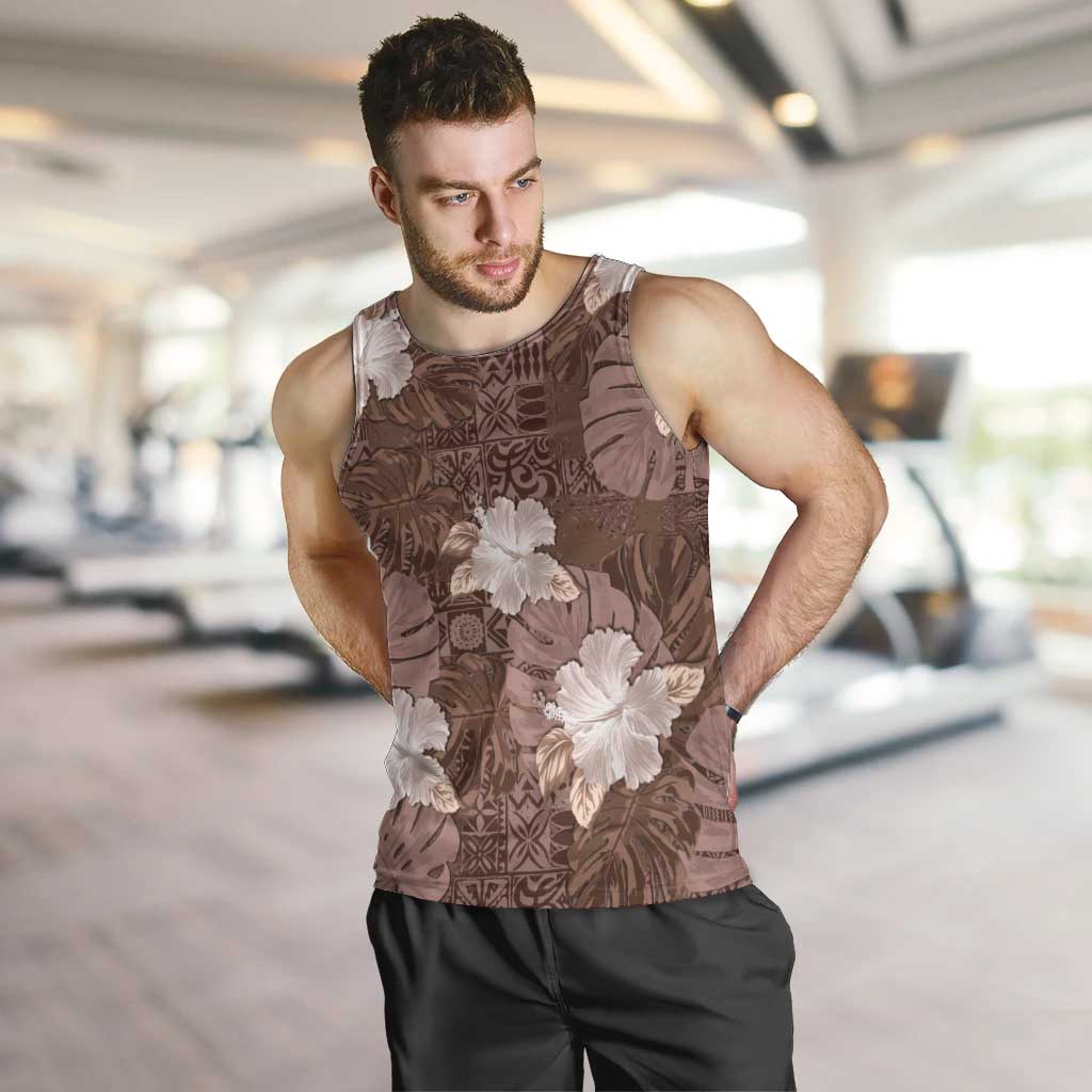 Hawaii Men Tank Top Brown Polynesian Monstera Patterns DT05 Brown - Polynesian Pride