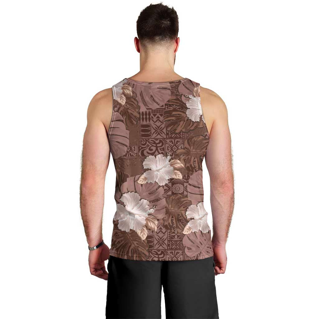 Hawaii Men Tank Top Brown Polynesian Monstera Patterns DT05 - Polynesian Pride