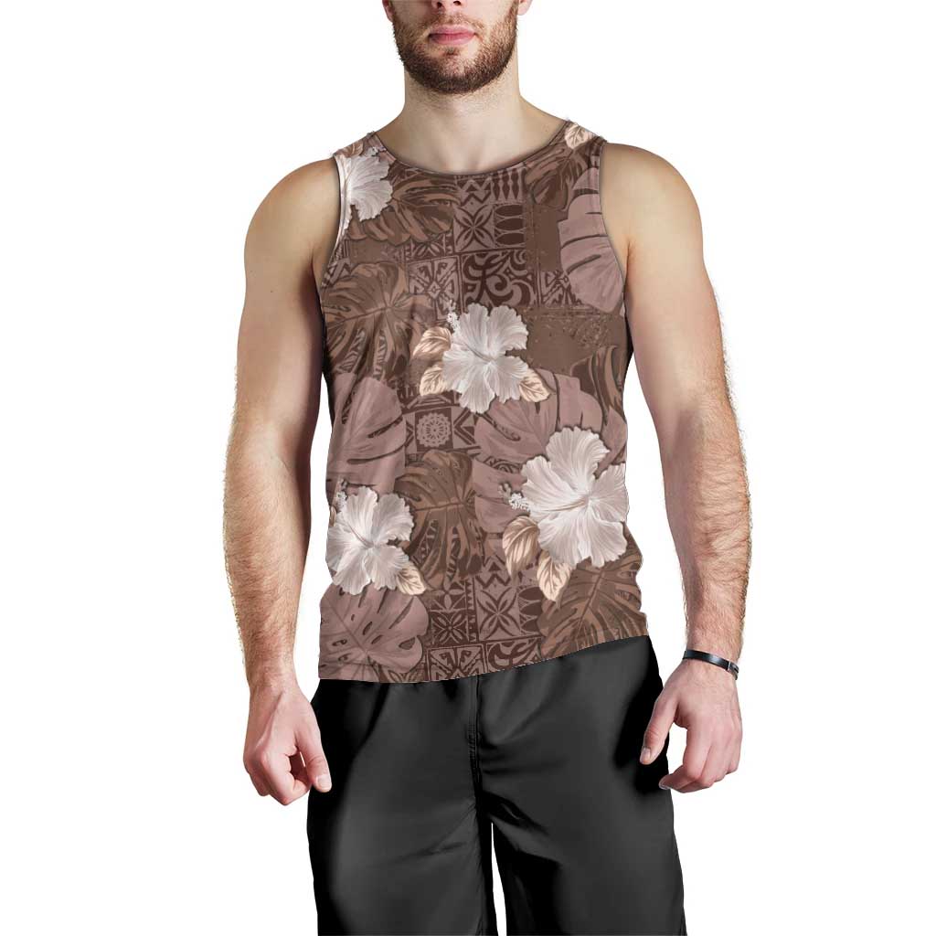 Hawaii Men Tank Top Brown Polynesian Monstera Patterns DT05 - Polynesian Pride