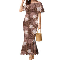 Hawaii Mermaid Dress Brown Polynesian Monstera Patterns - Polynesian Pride