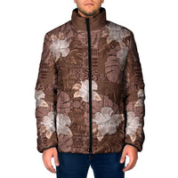 Hawaii Padded Jacket Brown Polynesian Monstera Patterns DT05 Men Brown - Polynesian Pride