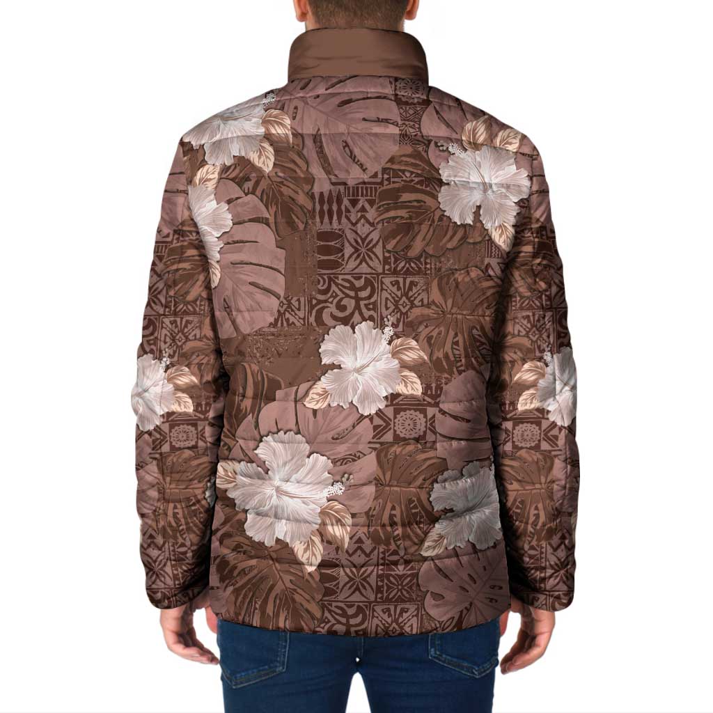 Hawaii Padded Jacket Brown Polynesian Monstera Patterns DT05 - Polynesian Pride