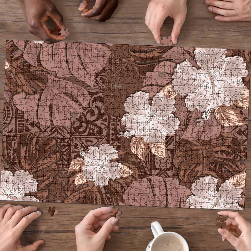 Hawaii Puzzle Brown Polynesian Monstera Patterns DT05 - Polynesian Pride