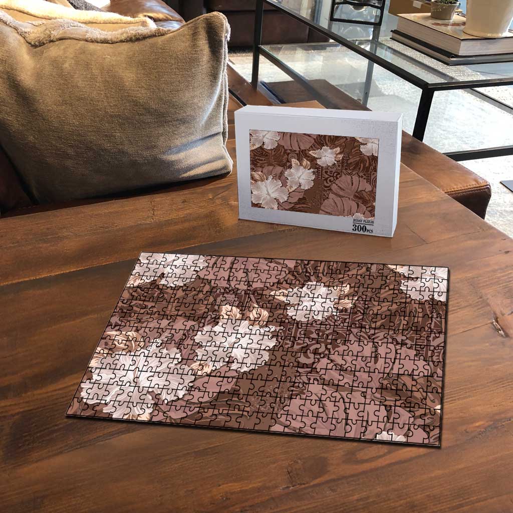 Hawaii Puzzle Brown Polynesian Monstera Patterns DT05 - Polynesian Pride