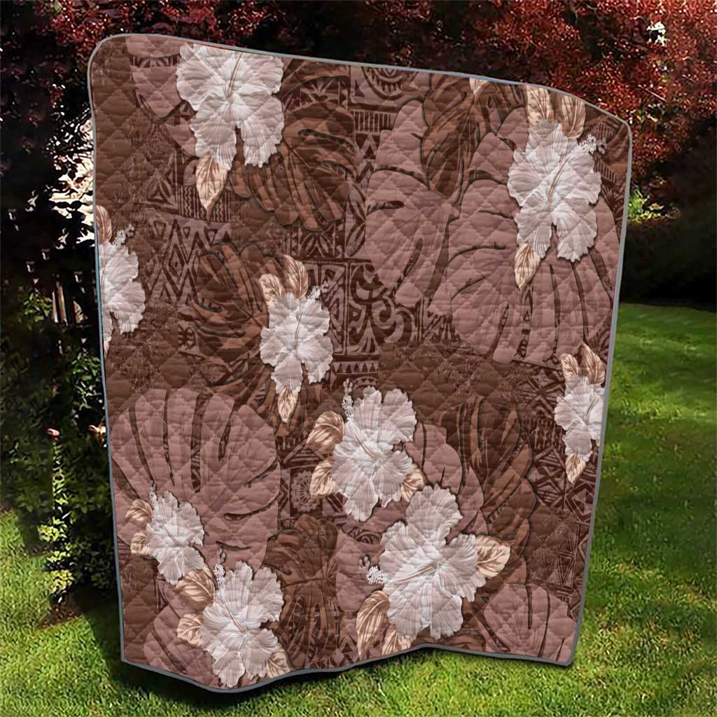 Hawaii Quilt Brown Polynesian Monstera Patterns - Polynesian Pride