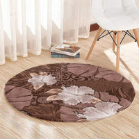 Hawaii Round Carpet Brown Polynesian Monstera Patterns - Polynesian Pride