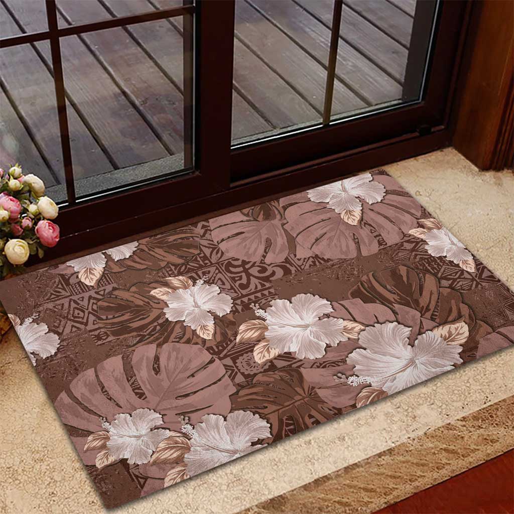 Hawaii Rubber Doormat Brown Polynesian Monstera Patterns DT05 - Polynesian Pride