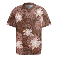 Hawaii Rugby Jersey Brown Polynesian Monstera Patterns DT05 Brown - Polynesian Pride