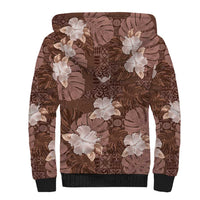 Hawaii Sherpa Hoodie Brown Polynesian Monstera Patterns DT05 - Polynesian Pride