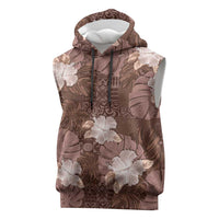 Hawaii Sleeveless Hoodie Brown Polynesian Monstera Patterns DT05 Brown - Polynesian Pride