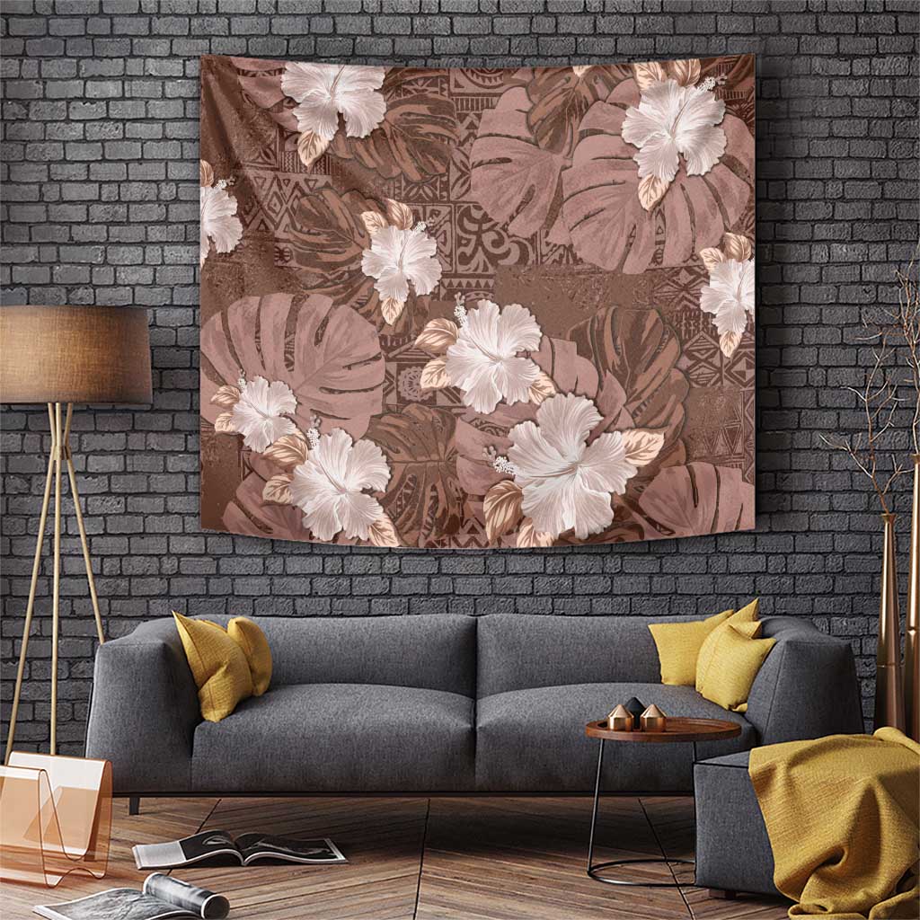 Hawaii Tapestry Brown Polynesian Monstera Patterns - Polynesian Pride