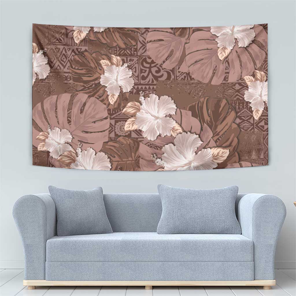 Hawaii Tapestry Brown Polynesian Monstera Patterns - Polynesian Pride