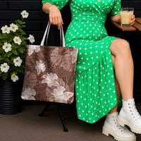 Hawaii Tote Bag Brown Polynesian Monstera Patterns DT05 - Polynesian Pride