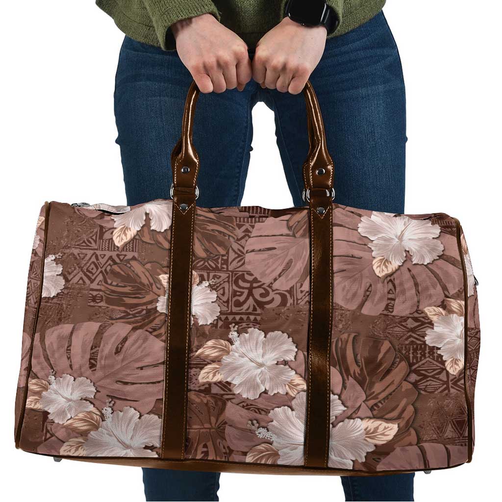 Hawaii Travel Bag Brown Polynesian Monstera Patterns - Polynesian Pride