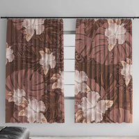 Hawaii Window Curtain Brown Polynesian Monstera Patterns - Polynesian Pride
