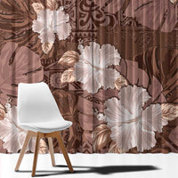 Hawaii Window Curtain Brown Polynesian Monstera Patterns - Polynesian Pride