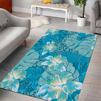 Hawaii Area Rug Teal Polynesian Monstera Patterns - Polynesian Pride