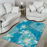 Hawaii Area Rug Teal Polynesian Monstera Patterns - Polynesian Pride