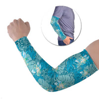 Hawaii Arm Sleeves Teal Polynesian Monstera Patterns DT05 Set of 2 Teal - Polynesian Pride