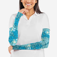 Hawaii Arm Sleeves Teal Polynesian Monstera Patterns DT05 - Polynesian Pride