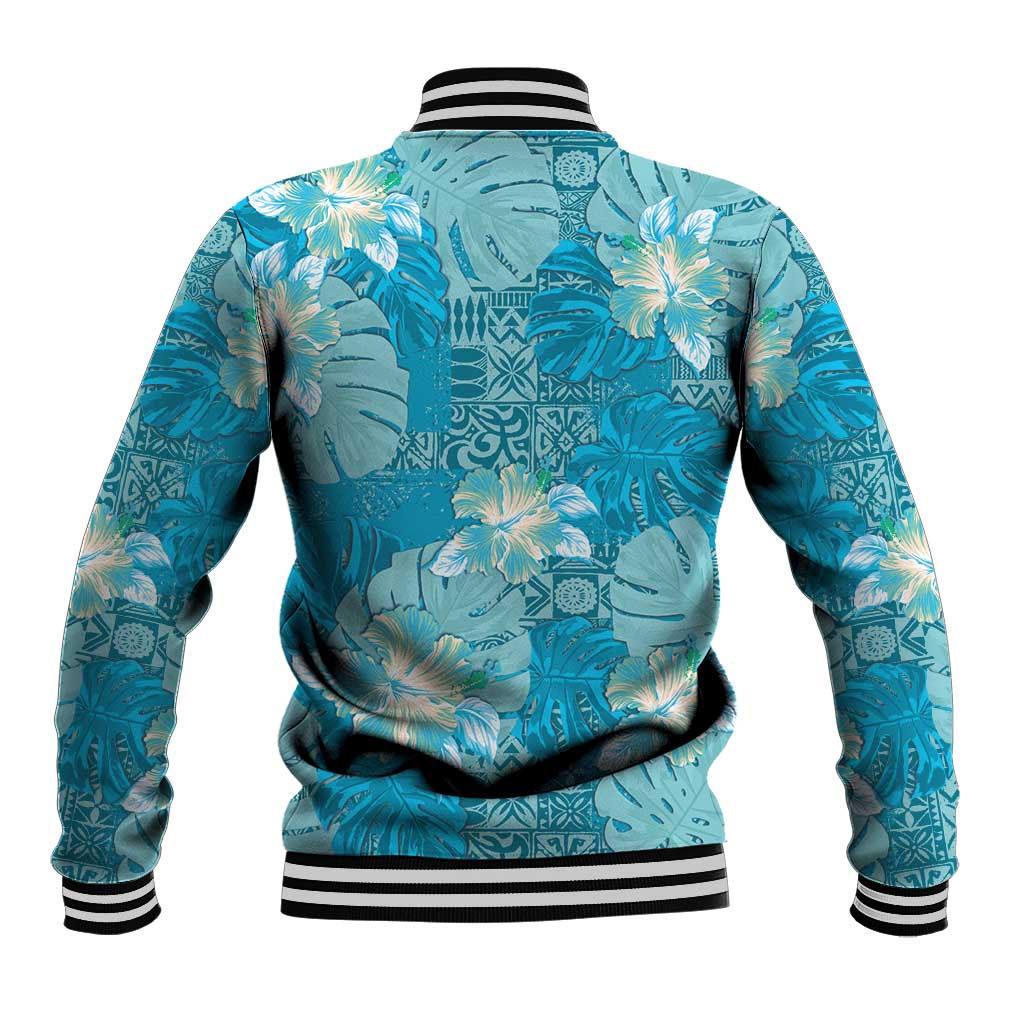Hawaii Baseball Jacket Teal Polynesian Monstera Patterns DT05 - Polynesian Pride
