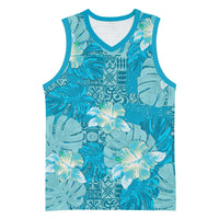Hawaii Basketball Jersey Teal Polynesian Monstera Patterns DT05 Unisex Teal - Polynesian Pride