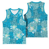 Hawaii Basketball Jersey Teal Polynesian Monstera Patterns DT05 - Polynesian Pride