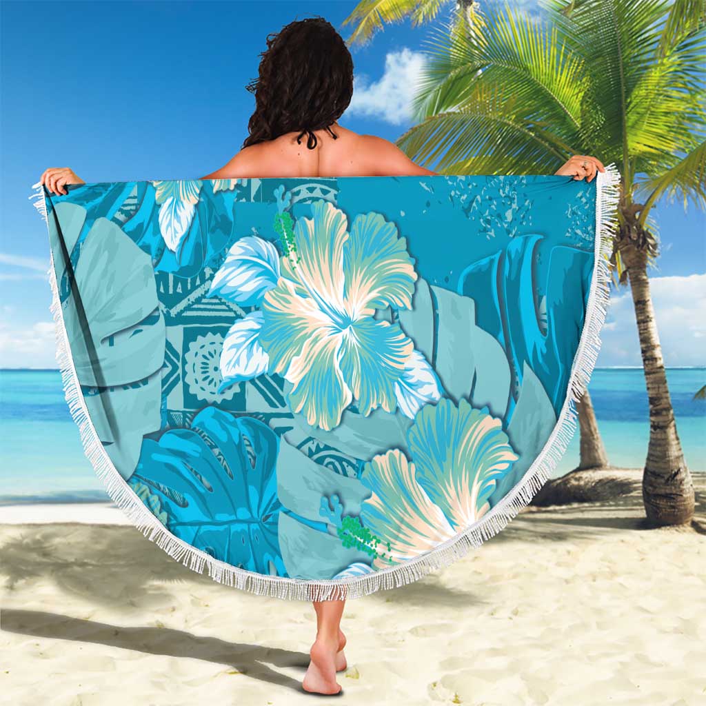 Hawaii Beach Blanket Teal Polynesian Monstera Patterns DT05 - Polynesian Pride