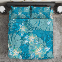 Hawaii Bedding Set Teal Polynesian Monstera Patterns - Polynesian Pride