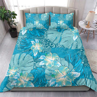 Hawaii Bedding Set Teal Polynesian Monstera Patterns - Polynesian Pride