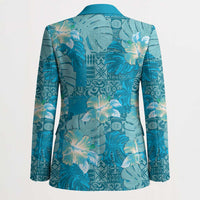 Hawaii Blazer Teal Polynesian Monstera Patterns - Polynesian Pride