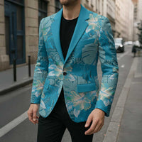Hawaii Blazer Teal Polynesian Monstera Patterns - Polynesian Pride