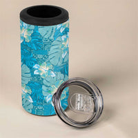 Hawaii 4 in 1 Can Cooler Tumbler Teal Polynesian Monstera Patterns - Polynesian Pride