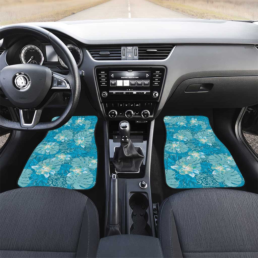 Hawaii Car Mats Teal Polynesian Monstera Patterns - Polynesian Pride