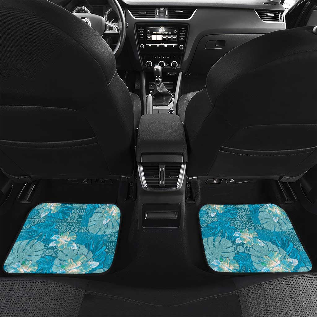 Hawaii Car Mats Teal Polynesian Monstera Patterns - Polynesian Pride