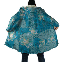 Hawaii Cloak Teal Polynesian Monstera Patterns - Polynesian Pride