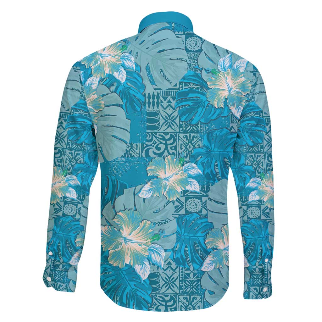 Hawaii Family Matching Puletasi and Hawaiian Shirt Teal Polynesian Monstera Patterns DT05 - Polynesian Pride