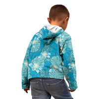 Hawaii Kid Hoodie Teal Polynesian Monstera Patterns - Polynesian Pride