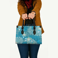 Hawaii Leather Bag Teal Polynesian Monstera Patterns - Polynesian Pride
