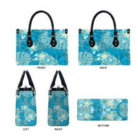 Hawaii Leather Bag Teal Polynesian Monstera Patterns - Polynesian Pride