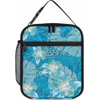 Hawaii Lunch Bag Teal Polynesian Monstera Patterns DT05 10.2 × 8.3 × 4.3 inch Teal - Polynesian Pride