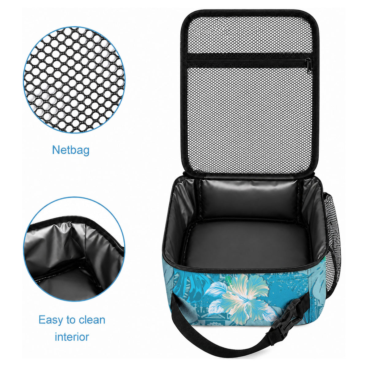 Hawaii Lunch Bag Teal Polynesian Monstera Patterns DT05 - Polynesian Pride